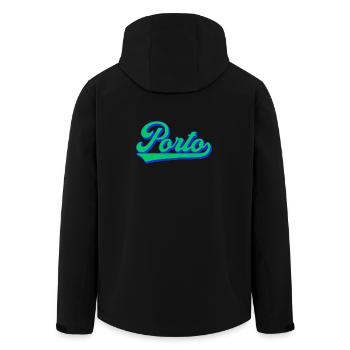 Porto Neon Script Retro - Men’s Recycled Softshell Jacket by Stanley/Stella - black - Back - AI Model Male 185 light (185cm)
