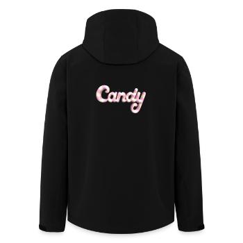 Candy Lettering – 3D Render Candy Style - Men’s Recycled Softshell Jacket by Stanley/Stella - black - Back - AI Model Male 185 light (185cm)