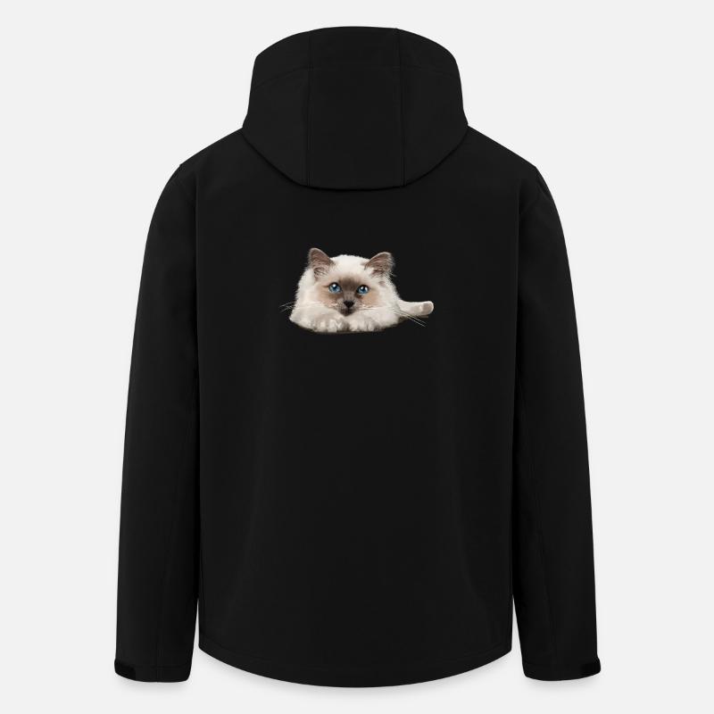 Blaue Augenkatze auf Ruhepose - Recycelte Männer Softshell-Jacke von Stanley/Stella - Schwarz