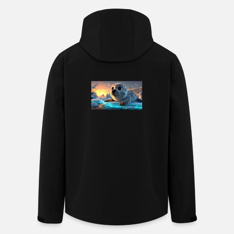 Bébé phoque mignon sur la banquise - Veste softshell homme en polyester recyclé Stanley/Stella - noir