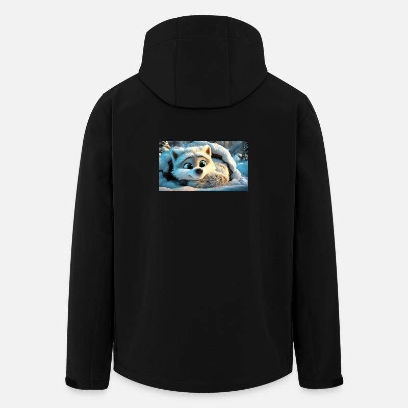 Renard arctique duveteux dans la neige - Veste softshell homme en polyester recyclé Stanley/Stella - noir