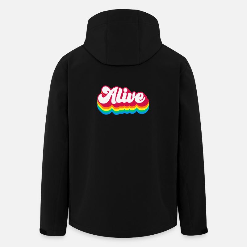 Alive – Retro Rainbow 70s - Recycelte Männer Softshell-Jacke von Stanley/Stella - Schwarz