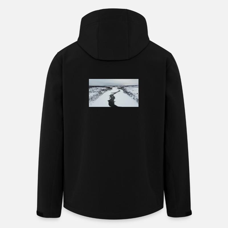 Ein gewundenen Fluss in verschneiter Landschaft - Recycelte Männer Softshell-Jacke von Stanley/Stella - Schwarz