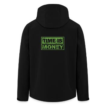 Zeit ist Geld im grünen Druck - Recycelte Männer Softshell-Jacke von Stanley/Stella - Schwarz - Hinten - AI Model Male 185 light (185cm)