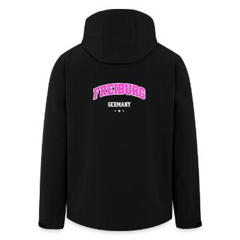 Freiburg Pink Logo Lettering - Men’s Recycled Softshell Jacket by Stanley/Stella - black - Back - AI Model Male 185 light (185cm)