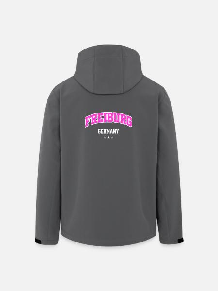 Freiburg Pink Logo Lettering - Men’s Recycled Softshell Jacket by Stanley/Stella - black