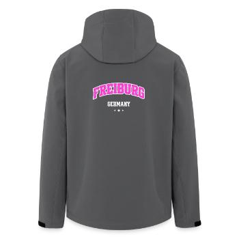 Freiburg Pink Logo Lettering - Men’s Recycled Softshell Jacket by Stanley/Stella - anthracite - Back - AI Model Male 185 light (185cm)