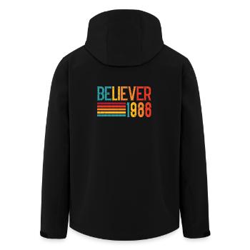 Believe 1986 Rainbow Retro - Men’s Recycled Softshell Jacket by Stanley/Stella - black - Back - AI Model Male 185 light (185cm)
