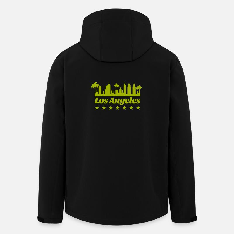 Los Angeles Skyline Palm Trees Silhouette - Men’s Recycled Softshell Jacket by Stanley/Stella - black
