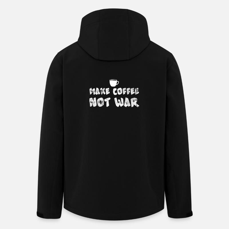 UMake Coffee Not War Lustiges Kaffeedesign - Recycelte Männer Softshell-Jacke von Stanley/Stella - Schwarz