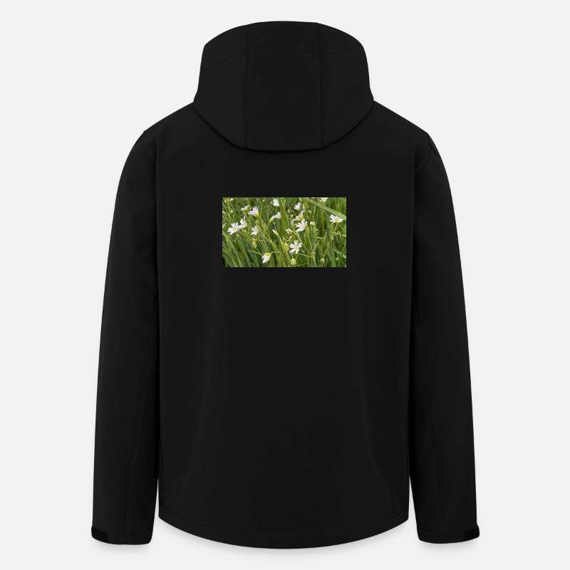 Fleurs blanches de prairie sauvage - Veste softshell homme en polyester recyclé Stanley/Stella - noir