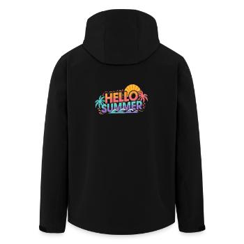 Hello Summer Palm Trees Waves Color Explosion - Men’s Recycled Softshell Jacket by Stanley/Stella - black - Back - AI Model Male 185 light (185cm)