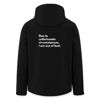 En raison de circonstances malheureuses, citation drôle - Veste softshell homme en polyester recyclé Stanley/Stella - noir - Dos - AI Model Male 185 light (185cm)