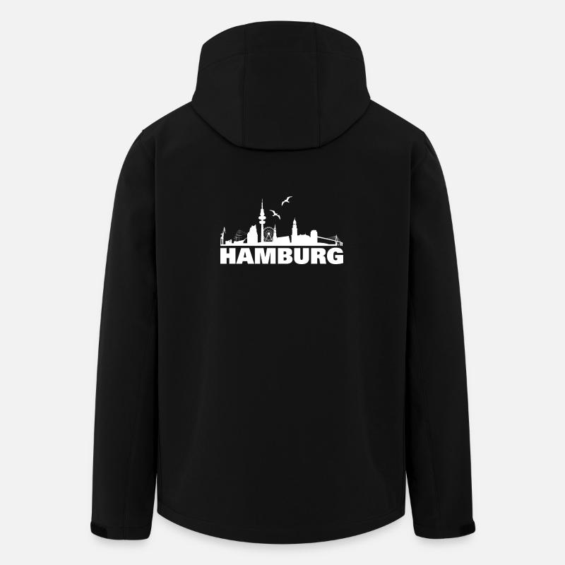 Hamburg Skyline Silhouette Design - Recycelte Männer Softshell-Jacke von Stanley/Stella - Schwarz