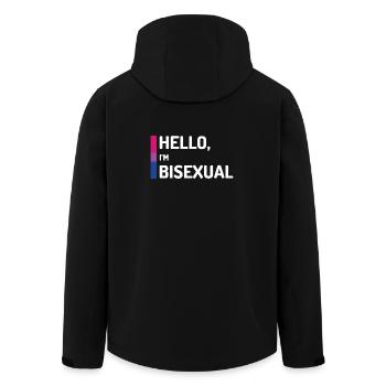 Bonjour, je suis bisexuel - Veste softshell homme en polyester recyclé Stanley/Stella - noir - Dos - AI Model Male 185 light (185cm)