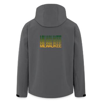 Milwaukee Gradient Blockprint - Recycelte Männer Softshell-Jacke von Stanley/Stella - Schwarz - Hinten - AI Model Male 185 light (185cm)
