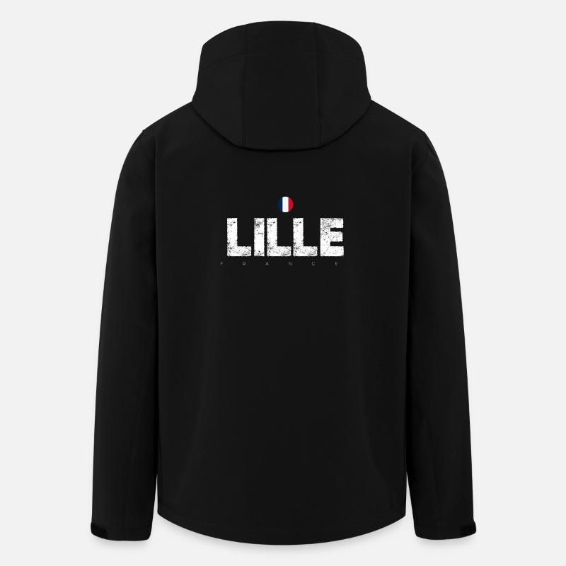 Lille Frankreich Distressed Typografie - Recycelte Männer Softshell-Jacke von Stanley/Stella - Schwarz