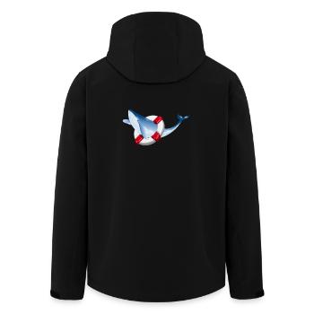 leuchtend blauer Wal Fisch mit Rettungsring - Recycelte Männer Softshell-Jacke von Stanley/Stella - Schwarz - Hinten - AI Model Male 185 light (185cm)