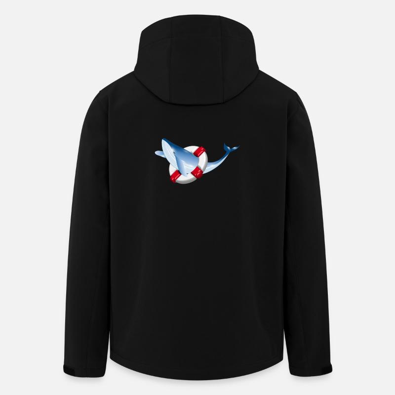 leuchtend blauer Wal Fisch mit Rettungsring - Recycelte Männer Softshell-Jacke von Stanley/Stella - Schwarz