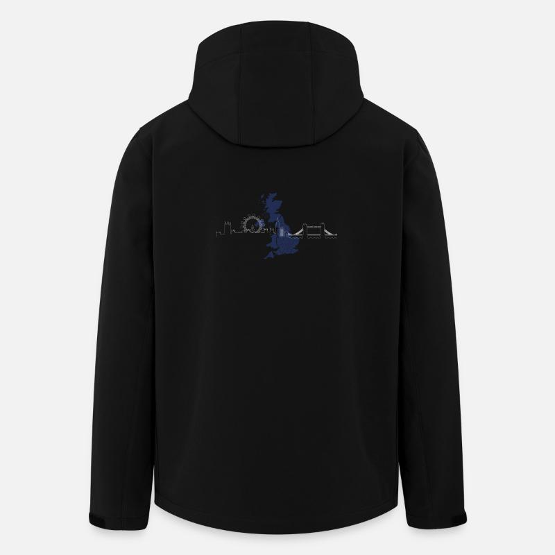 Royaume-Uni, Monuments, Silhouette, Paysage nocturne - Veste softshell homme en polyester recyclé Stanley/Stella - noir