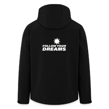 FOLLOW YOUR DREAMS - Men’s Recycled Softshell Jacket by Stanley/Stella - black - Back - AI Model Male 185 light (185cm)