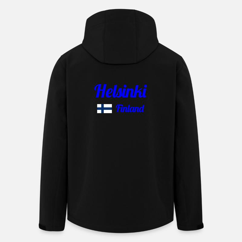 Helsinki, Finlande - Imprimés élégants - Veste softshell homme en polyester recyclé Stanley/Stella - noir