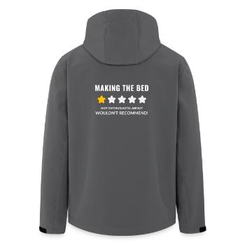 Whimsical Starry Bedtime Meme Design - Men’s Recycled Softshell Jacket by Stanley/Stella - black - Back - AI Model Male 185 light (185cm)
