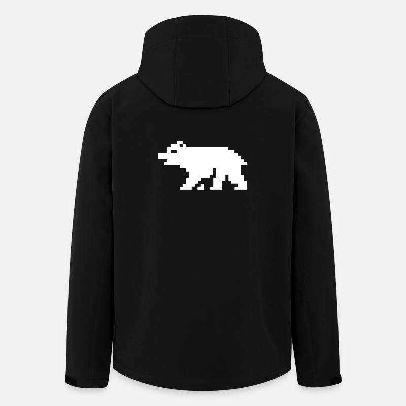 Ours en pixels 8 bits - Veste softshell homme en polyester recyclé Stanley/Stella - noir