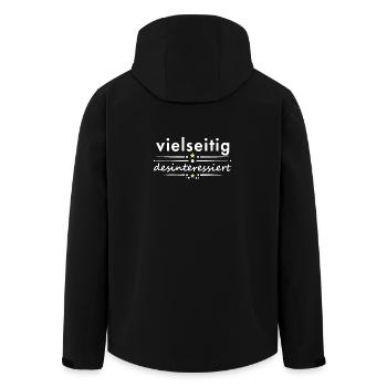 Multifaceted, disinterested, saying, sarcasm, irony - Men’s Recycled Softshell Jacket by Stanley/Stella - black - Back - AI Model Male 185 light (185cm)