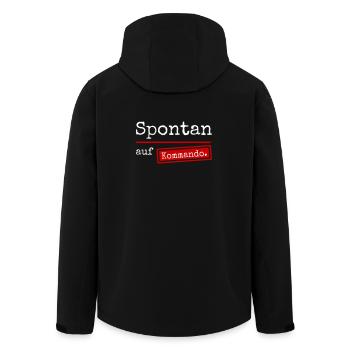 Spontan auf Kommando – Stempel - Recycelte Männer Softshell-Jacke von Stanley/Stella - Schwarz - Hinten - AI Model Male 185 light (185cm)