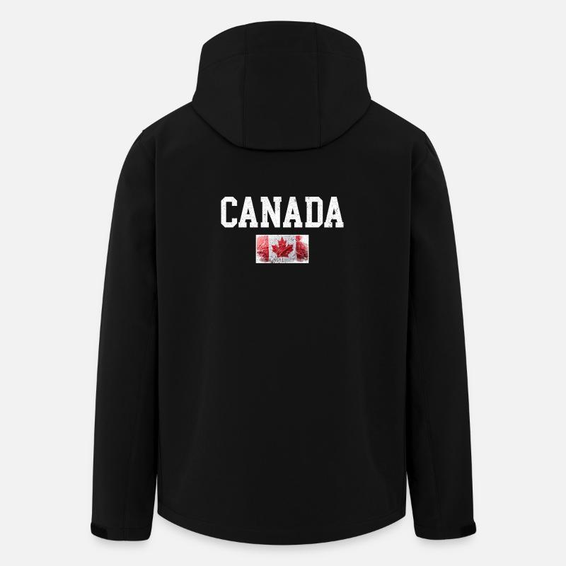 Distressed Canada Maple Flag - Men’s Recycled Softshell Jacket by Stanley/Stella - black
