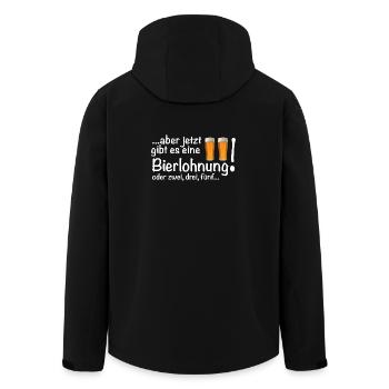 Eine Bierlohnung für harte Arbeit Bier - Recycelte Männer Softshell-Jacke von Stanley/Stella - Schwarz - Hinten - AI Model Male 185 light (185cm)