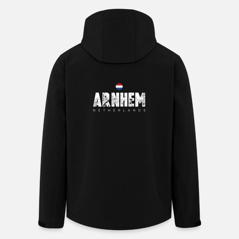 Arnhem Netherlands Distressed Text Logo - Stanley/Stella Men's Recycled Softshell Jacket DISCOVERER - black