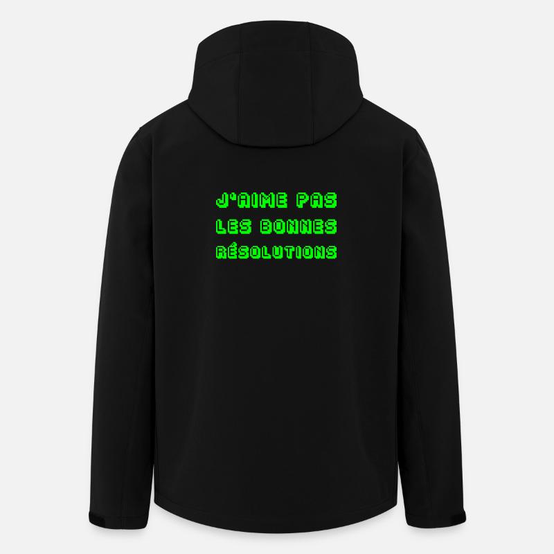 J'AIME PAS LES BONNES RÉSOLUTIONS !  - Veste softshell homme en polyester recyclé Stanley/Stella - noir