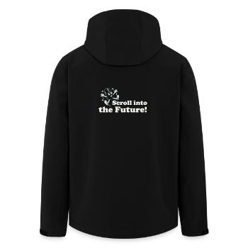 Scroll Into the Future – Retro Nerd Mouse Spruch - Recycelte Männer Softshell-Jacke von Stanley/Stella - Schwarz - Hinten - AI Model Male 185 light (185cm)