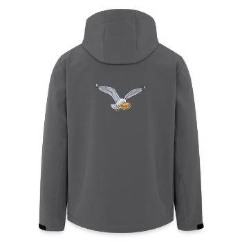 Lustige Möwe Stiehlt Fischbrötchen Strand - Recycelte Männer Softshell-Jacke von Stanley/Stella - Anthrazit - Hinten - AI Model Male 185 light (185cm)