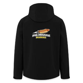 Pig Missile Maniac Funny Hot Dog Rocket Design - Men’s Recycled Softshell Jacket by Stanley/Stella - black - Back - AI Model Male 185 light (185cm)