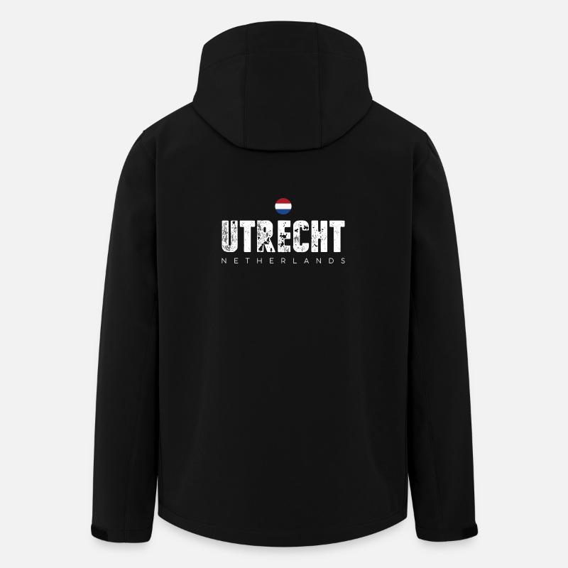 Utrecht Distressed City Briefe - Recycelte Männer Softshell-Jacke von Stanley/Stella - Schwarz