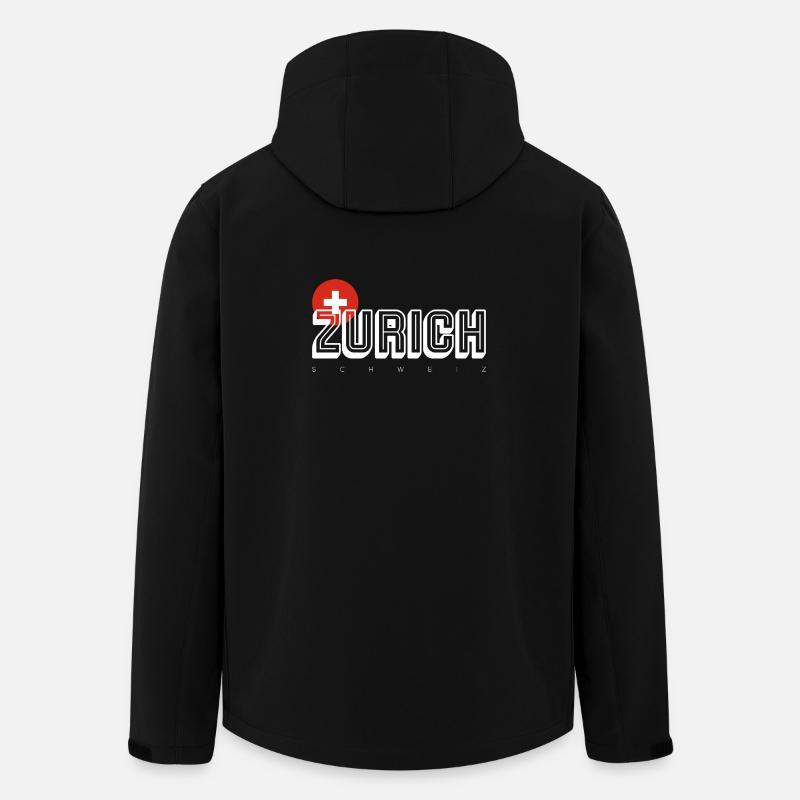 Mot-symbole Zurich avec écusson suisse - Veste softshell homme en polyester recyclé Stanley/Stella - noir