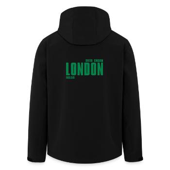 London – England Lyric Design - Recycelte Männer Softshell-Jacke von Stanley/Stella - Schwarz - Hinten - AI Model Male 185 light (185cm)