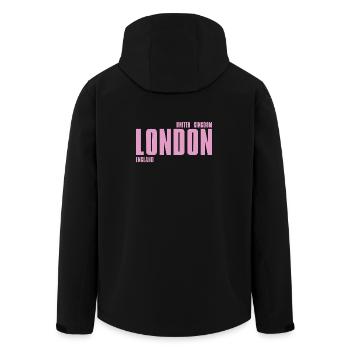 London Pink Bold Typography - Men’s Recycled Softshell Jacket by Stanley/Stella - black - Back - AI Model Male 185 light (185cm)