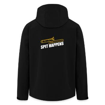 Spit happens trombone trombone player trombonist - Men’s Recycled Softshell Jacket by Stanley/Stella - black - Back - AI Model Male 185 light (185cm)