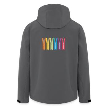 fermetures à glissière ouvertes avec des rubans colorés - Veste softshell homme en polyester recyclé Stanley/Stella - noir - Dos - AI Model Male 185 light (185cm)