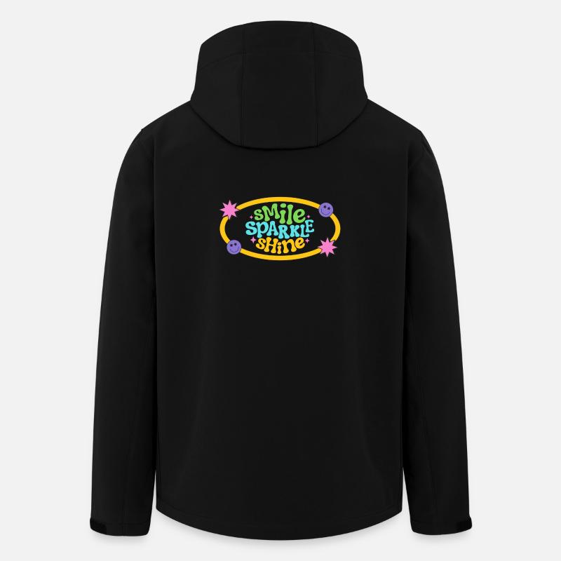Farbenfrohes Retro-Lächeln-Textdesign - Recycelte Männer Softshell-Jacke von Stanley/Stella - Schwarz