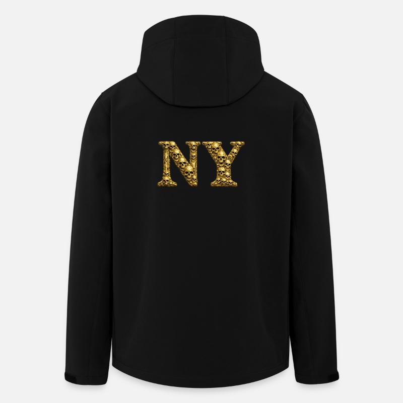 Crâne d’or NY Monogramme - Veste softshell homme en polyester recyclé Stanley/Stella - noir
