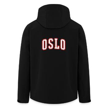 Oslo Varsity City Logo Print - Men’s Recycled Softshell Jacket by Stanley/Stella - black - Back - AI Model Male 185 light (185cm)
