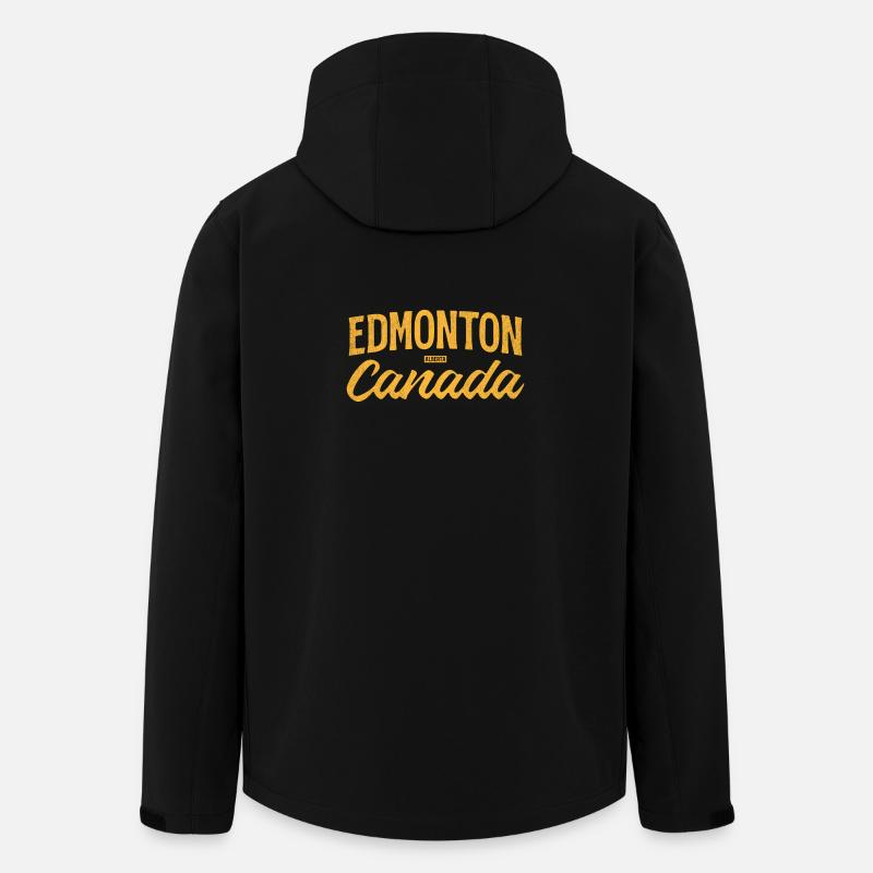 Edmonton Alberta Canada – Retro Lettering - Men’s Recycled Softshell Jacket by Stanley/Stella - black