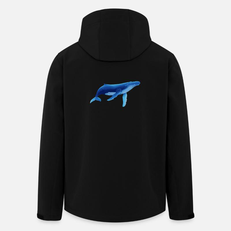 Wal in Blau mit Meeresmustern - Recycelte Männer Softshell-Jacke von Stanley/Stella - Schwarz