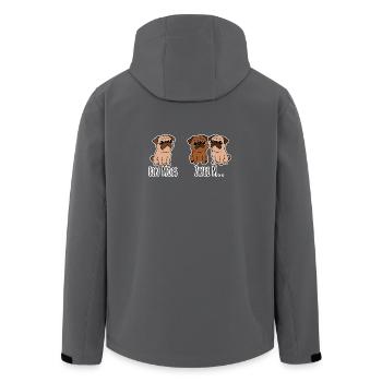 One pug - two M? Yes, what exactly? funny dogs! - Men’s Recycled Softshell Jacket by Stanley/Stella - anthracite - Back - AI Model Male 185 light (185cm)