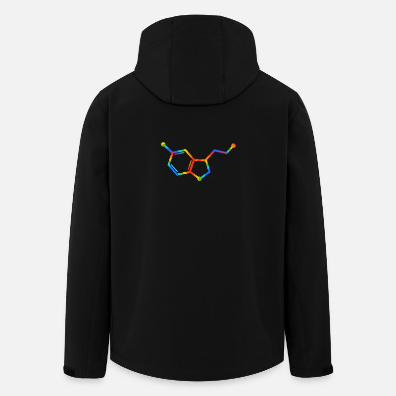 Géométrie de la molécule arc-en-ciel - sérotonine - Veste softshell homme en polyester recyclé Stanley/Stella - noir